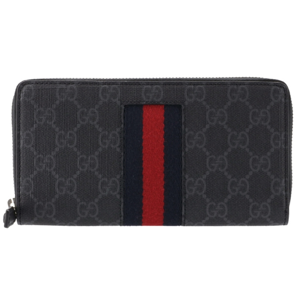 Gucci GG Supreme Round Zipper Wallet Black